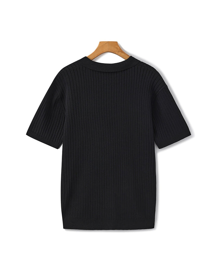Men's Ribbed Knit Short Sleeve Polo Shirt – Relaxed Structured Fit