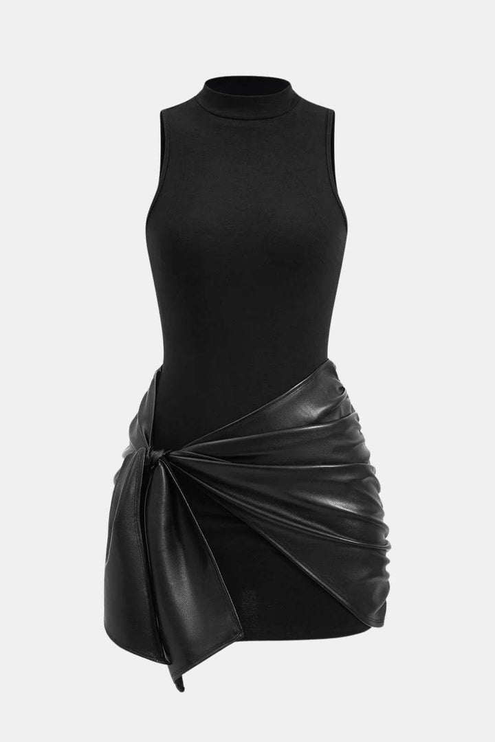 Women's Mini Dress – Sleeveless Tie-Front | Fitted Silhouette