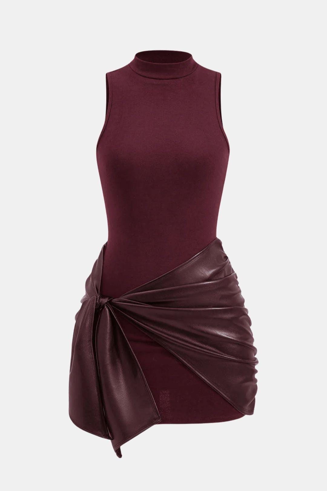 Women's Mini Dress – Sleeveless Tie-Front | Fitted Silhouette