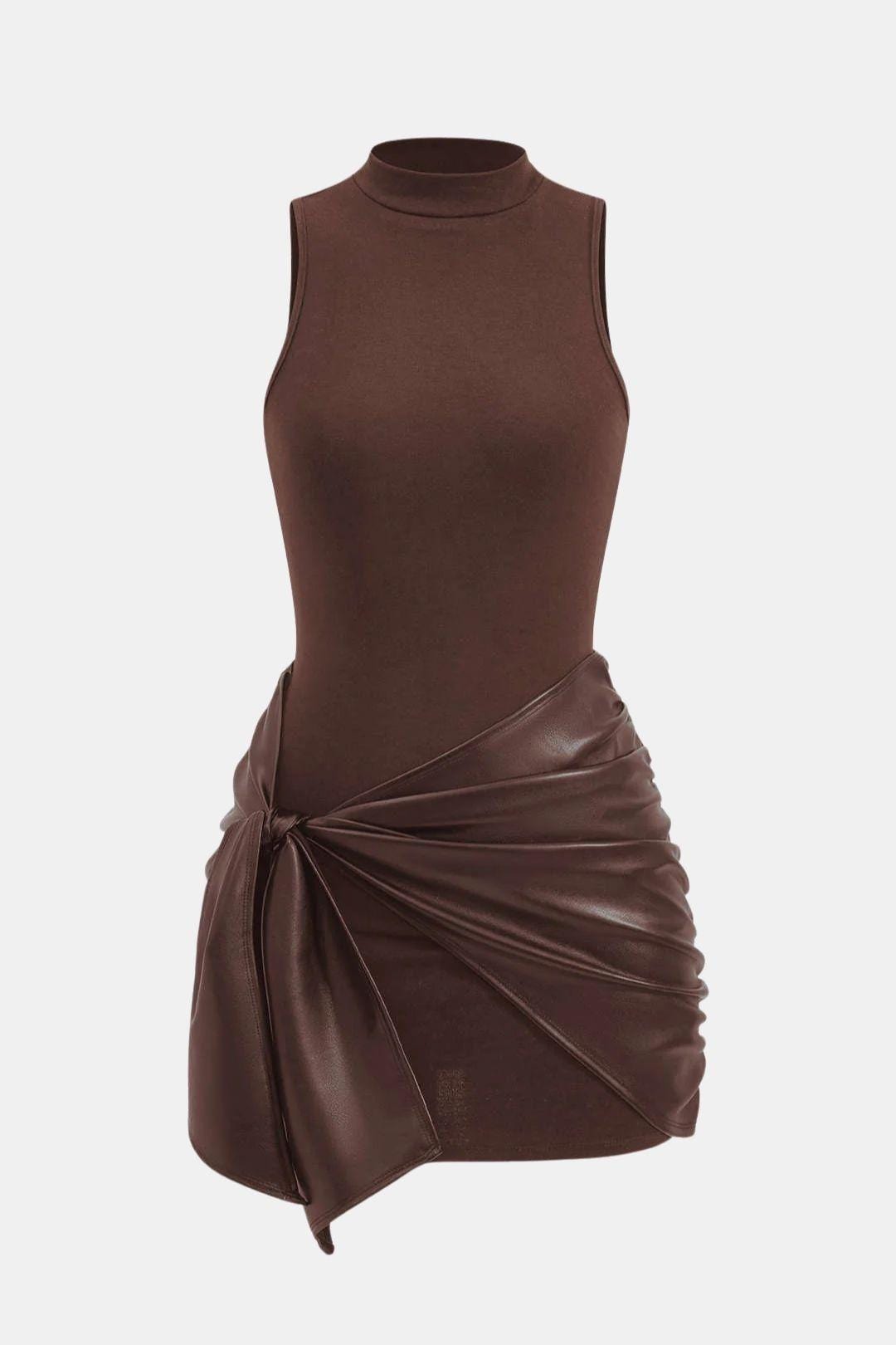 Women's Mini Dress – Sleeveless Tie-Front | Fitted Silhouette