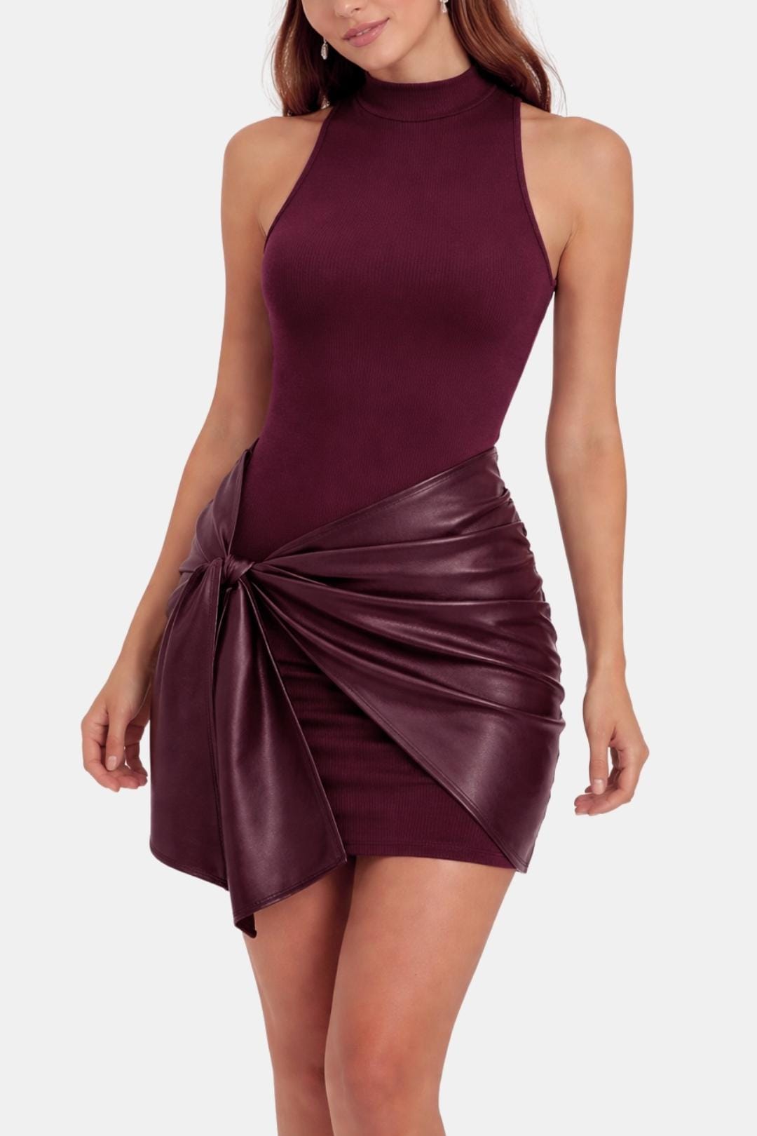 Women's Mini Dress – Sleeveless Tie-Front | Fitted Silhouette