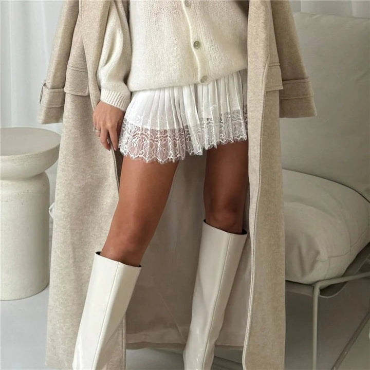 Ruffle Hem Mini Skirt for Women – Layered Pleated Design