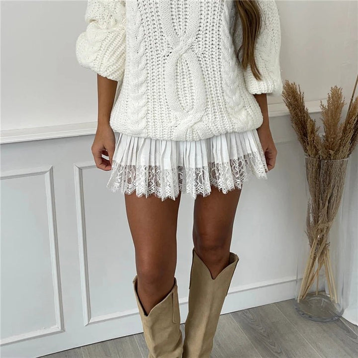 Ruffle Hem Mini Skirt for Women – Layered Pleated Design