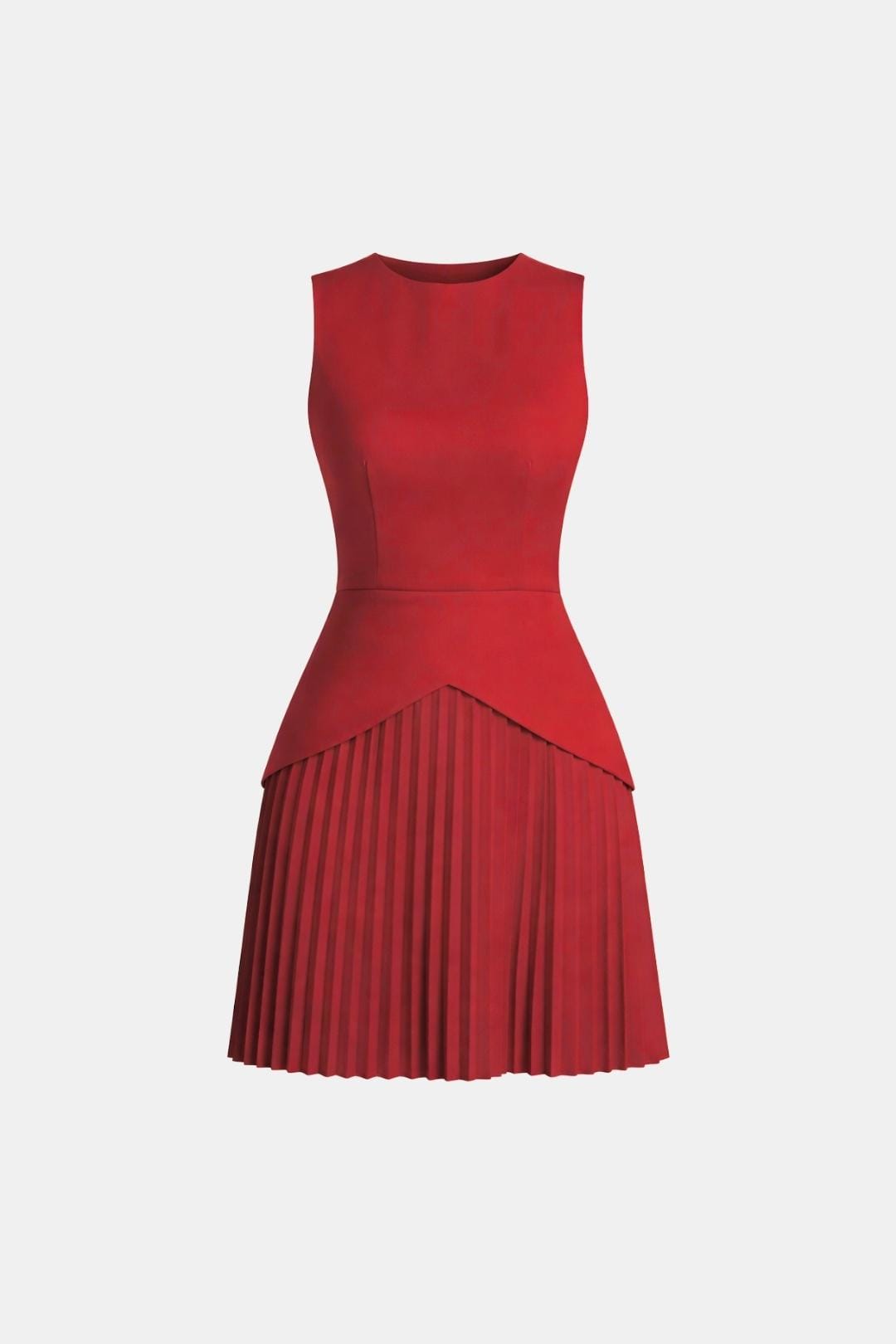 Sleeveless Mini Dress – Structured Waist & Pleated Skirt