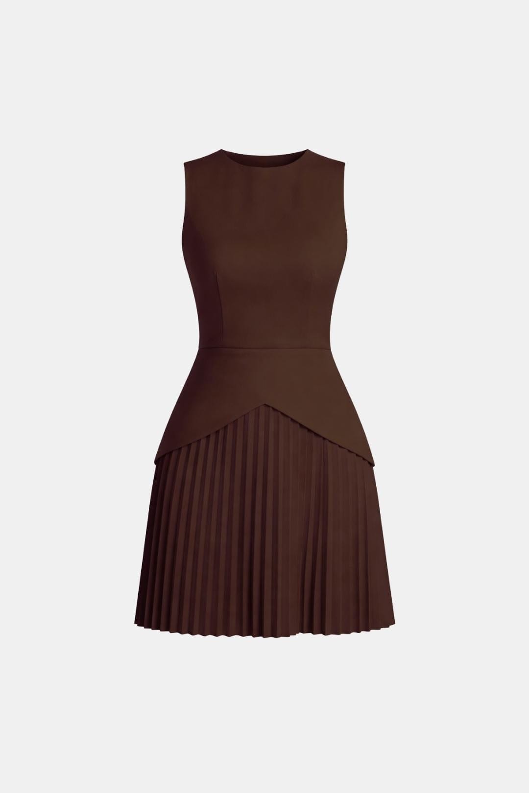 Sleeveless Mini Dress – Structured Waist & Pleated Skirt