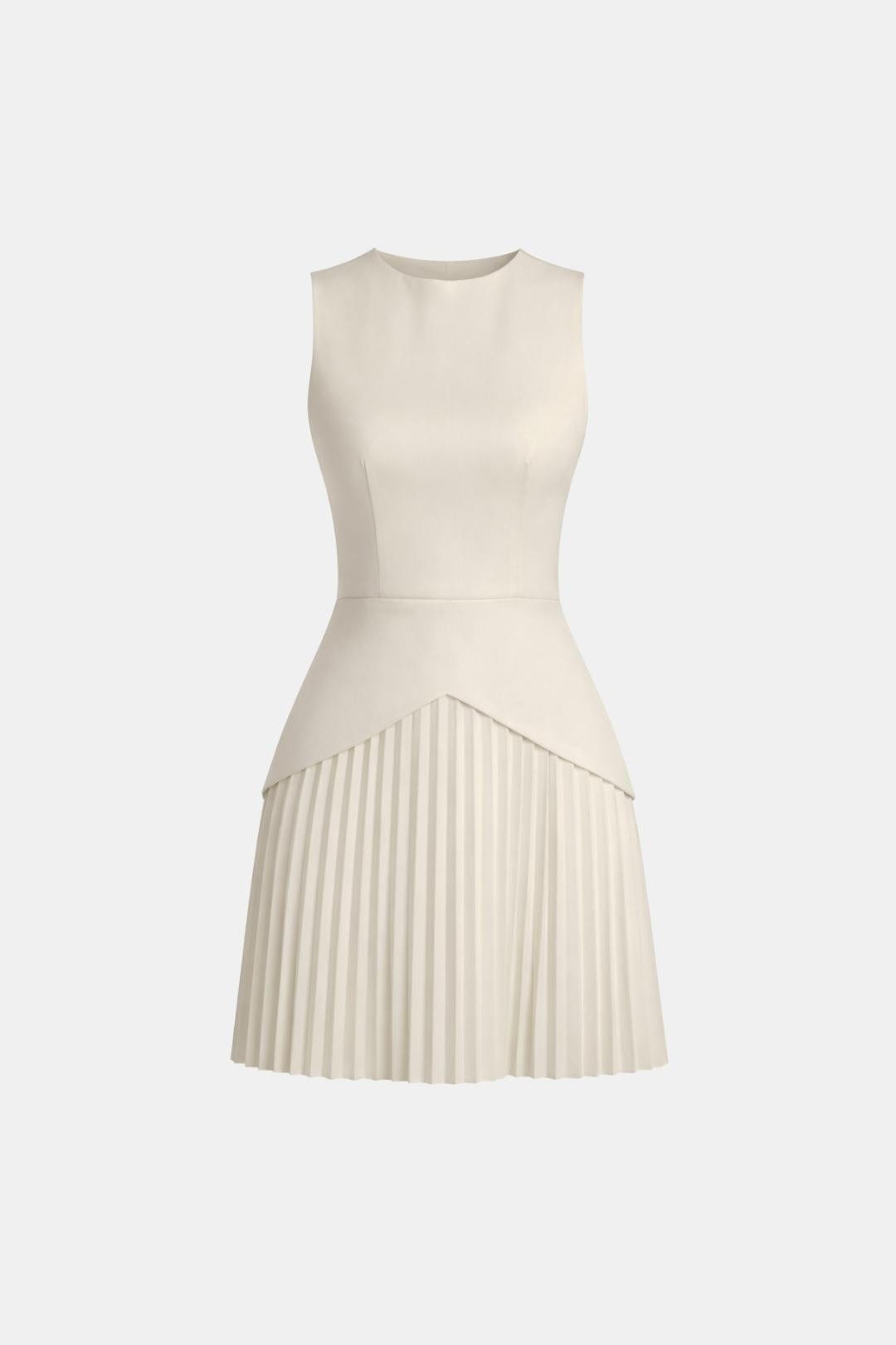 Sleeveless Mini Dress – Structured Waist & Pleated Skirt