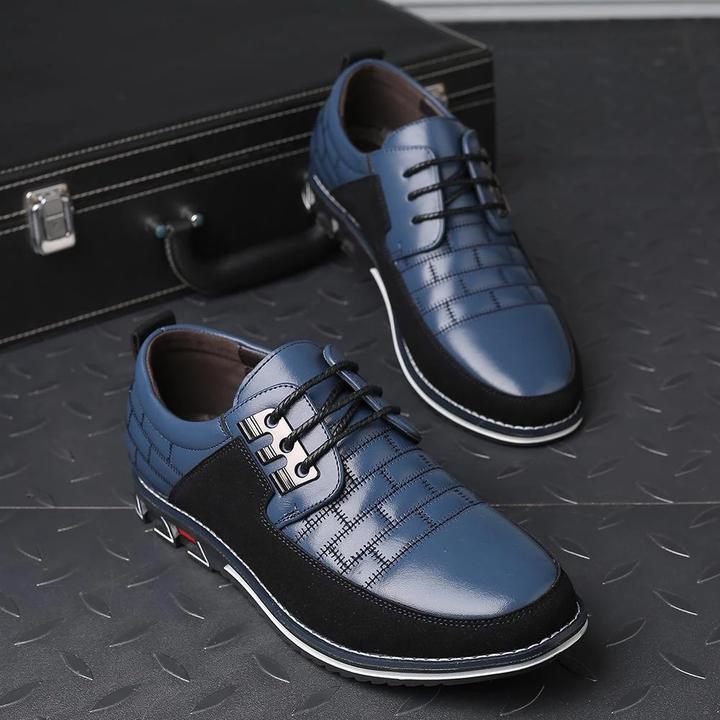 Men's Leather Dress Shoes – Panel Lace-Up Smart Casual