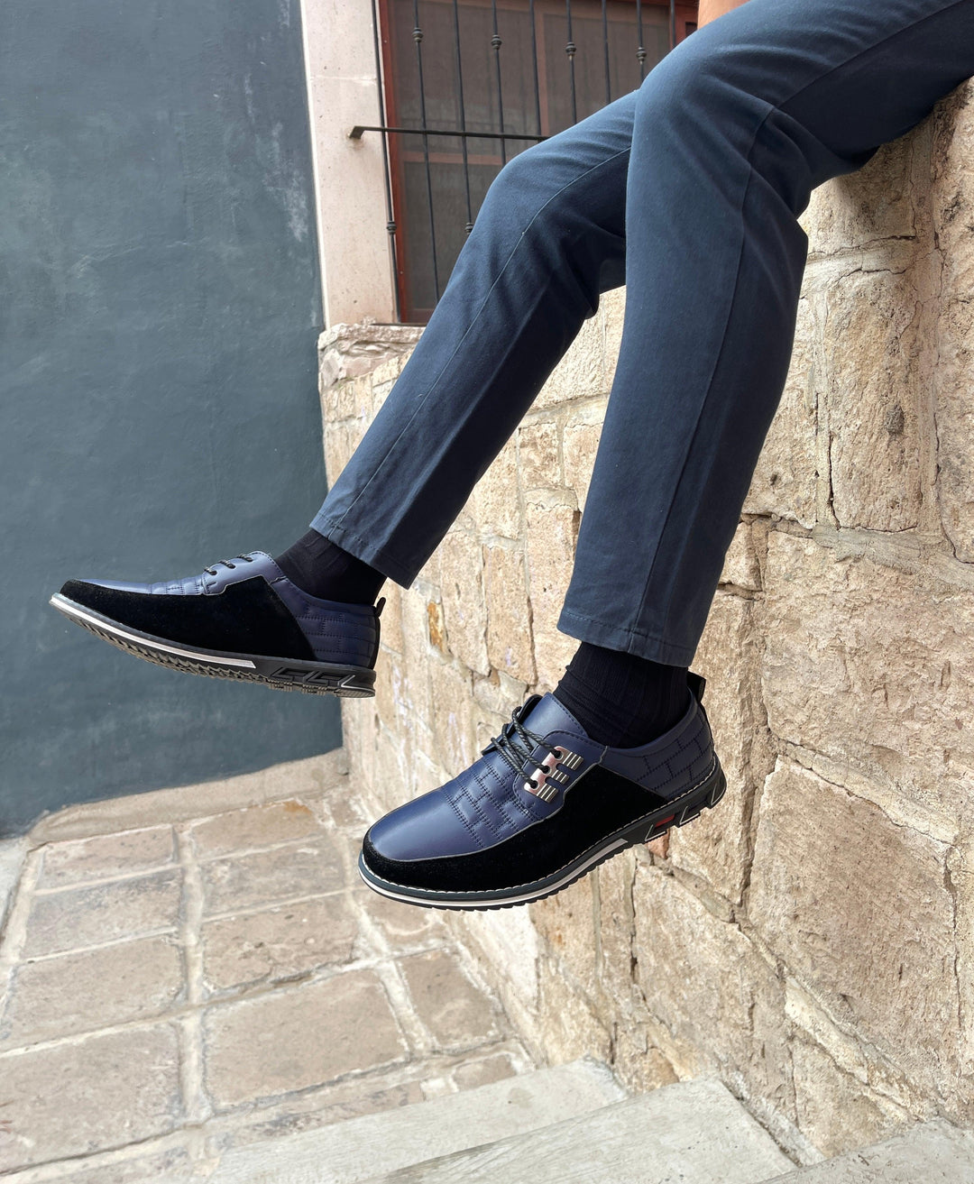 Men's Leather Dress Shoes – Panel Lace-Up Smart Casual