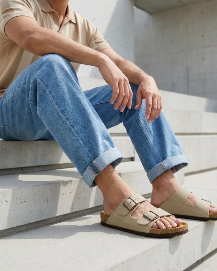 Men's Cork Footbed Arch Support Sandals – Adjustable Buckle