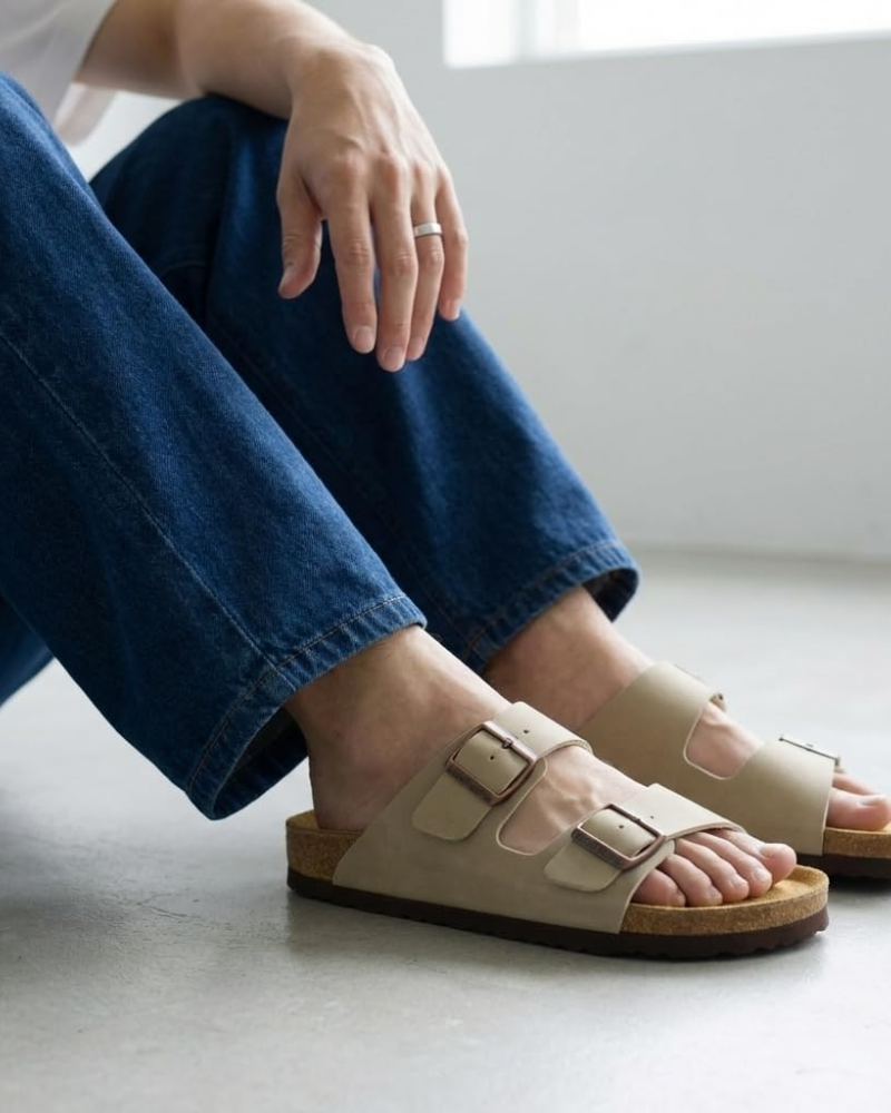 Men's Cork Footbed Arch Support Sandals – Adjustable Buckle