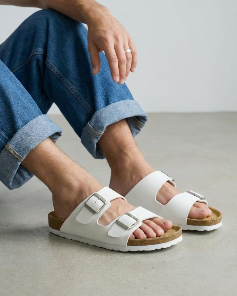 Men's Cork Footbed Arch Support Sandals – Adjustable Buckle