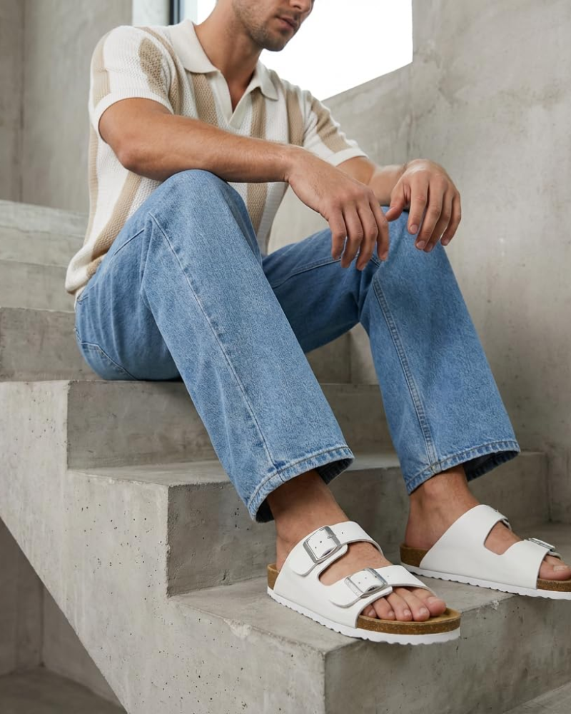 Men's Cork Footbed Arch Support Sandals – Adjustable Buckle
