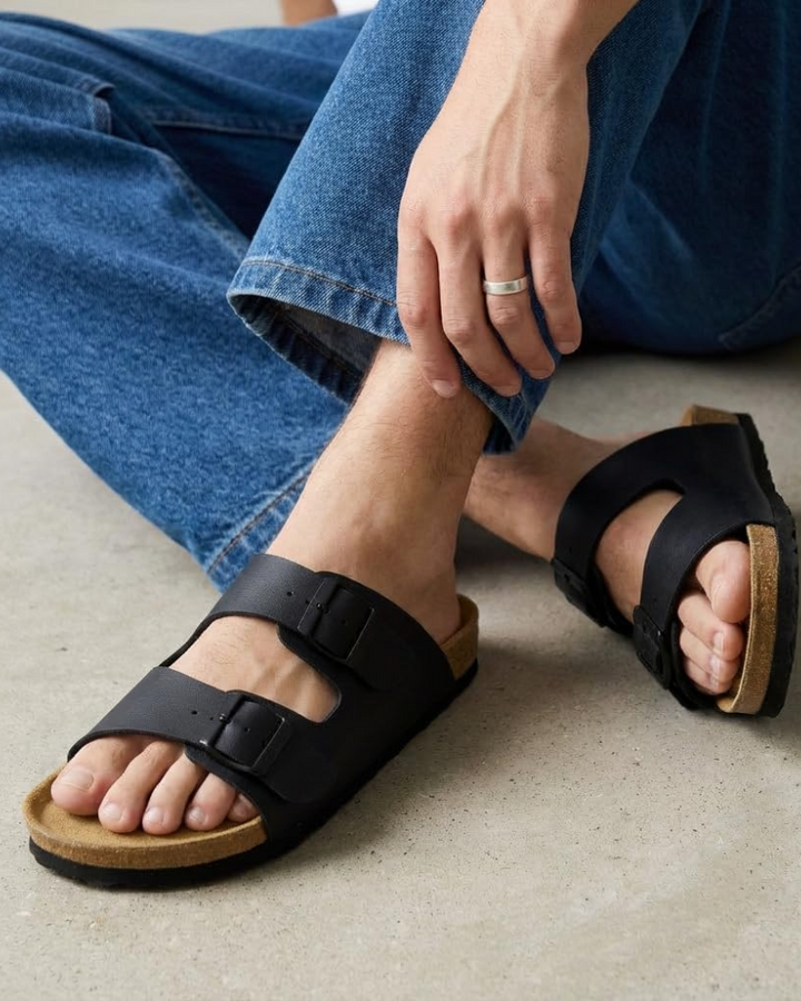 Men's Cork Footbed Arch Support Sandals – Adjustable Buckle