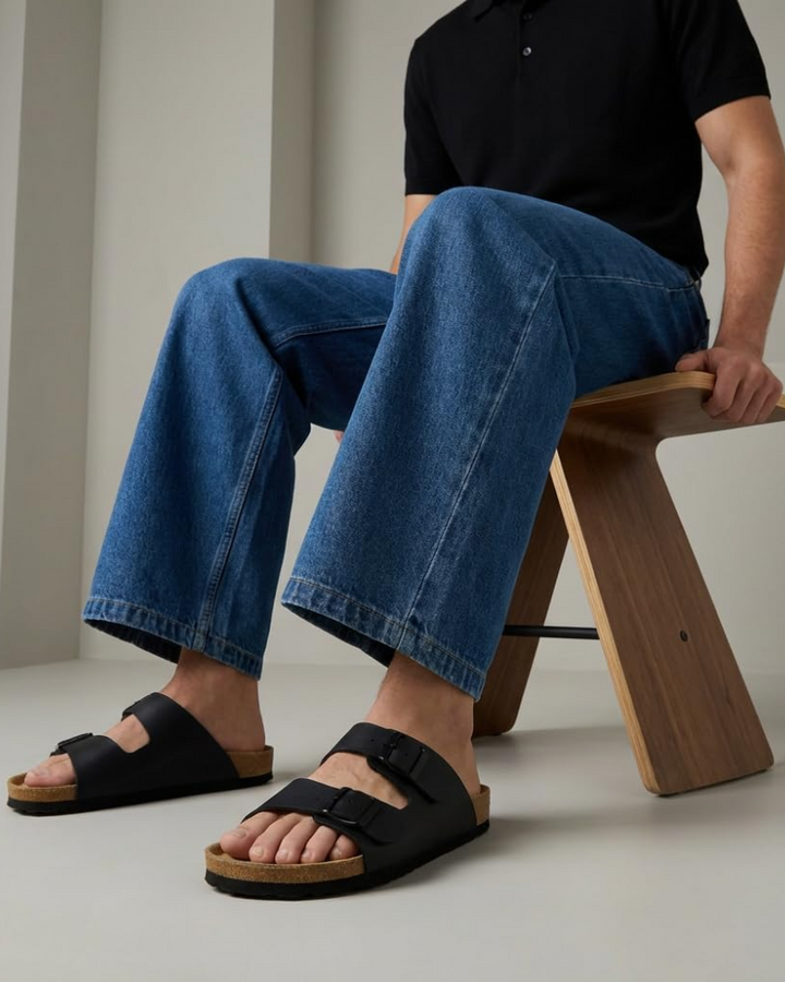 Men's Cork Footbed Arch Support Sandals – Adjustable Buckle