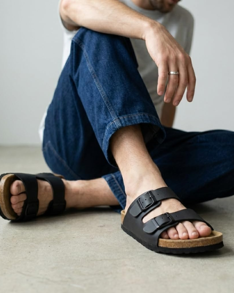 Men's Cork Footbed Arch Support Sandals – Adjustable Buckle