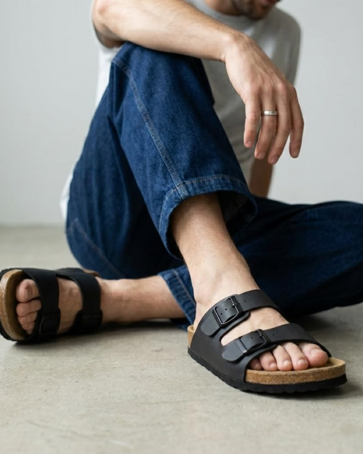 Men's Cork Footbed Arch Support Sandals – Adjustable Buckle