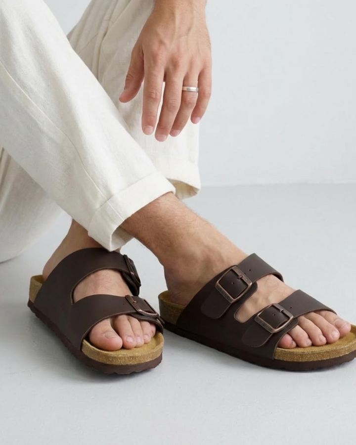 Men's Cork Footbed Arch Support Sandals – Adjustable Buckle