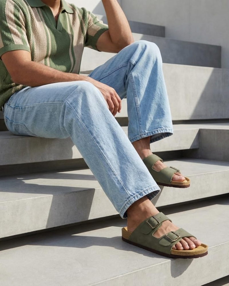 Men's Cork Footbed Arch Support Sandals – Adjustable Buckle