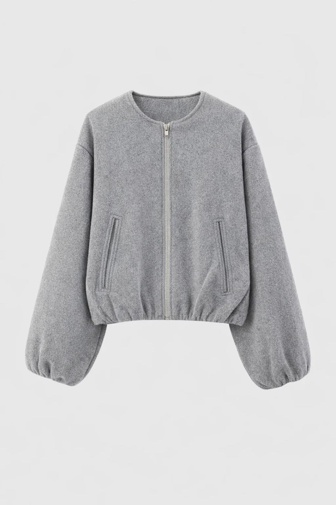 Women's Bomber Jacket Lightweight Zip-Up – Minimalist Ribbed Trim