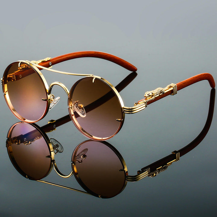 Retro Leopard Head Double Beam Sunglasses – UV400 Fashion Shades