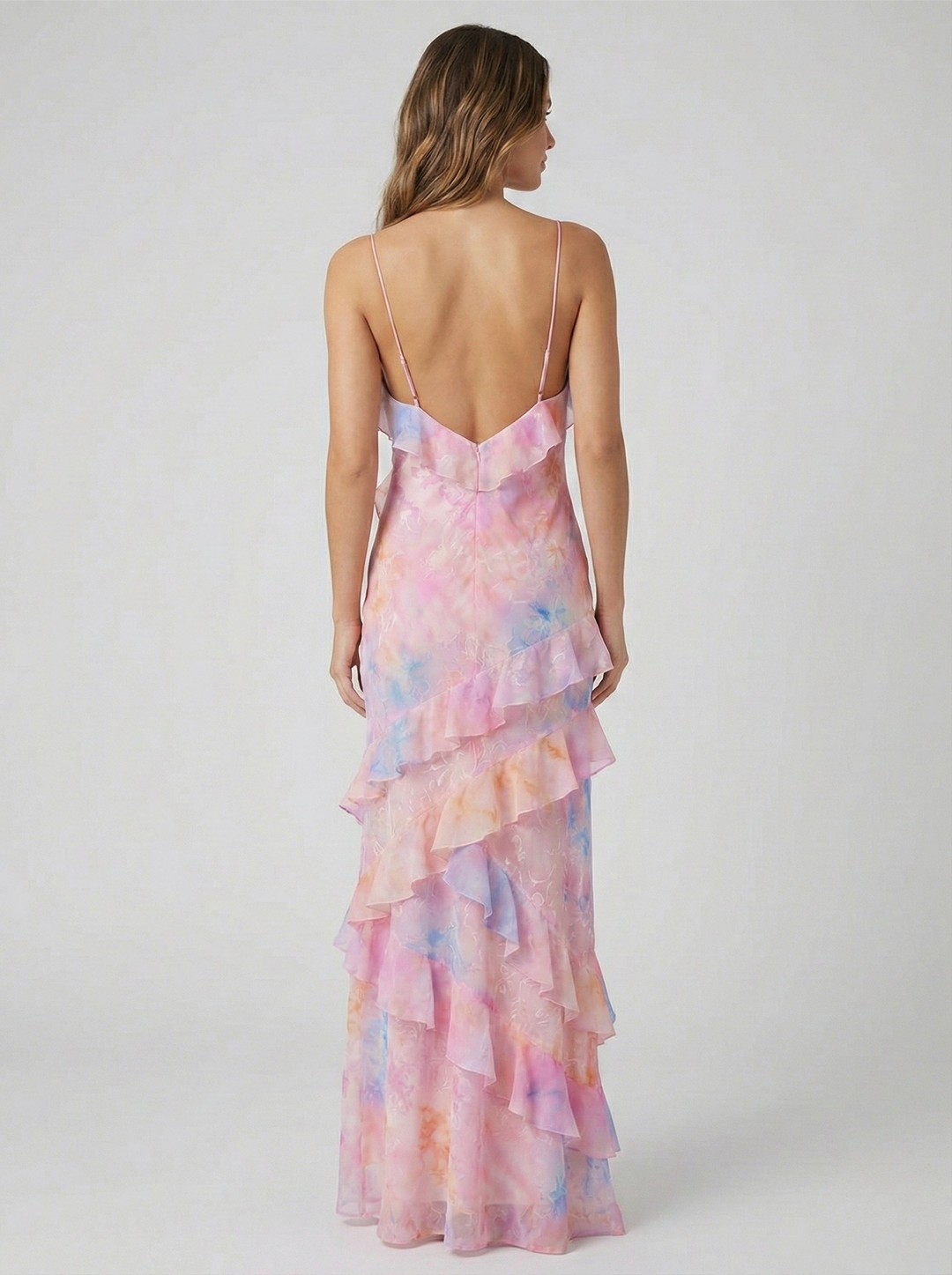 Spaghetti Strap Backless Dress V-Neck Ruffle – Sleeveless Summer