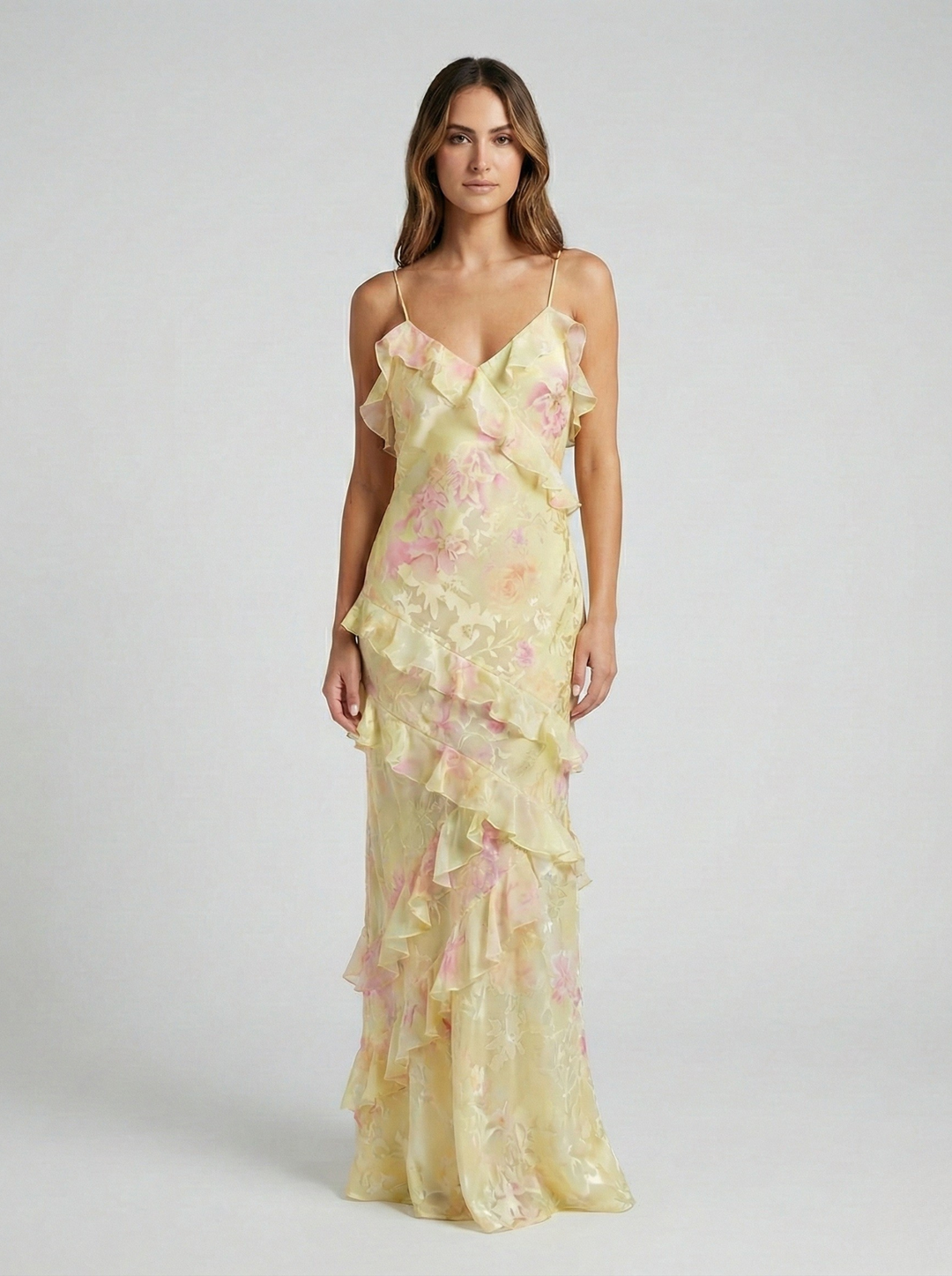 Spaghetti Strap Backless Dress V-Neck Ruffle – Sleeveless Summer