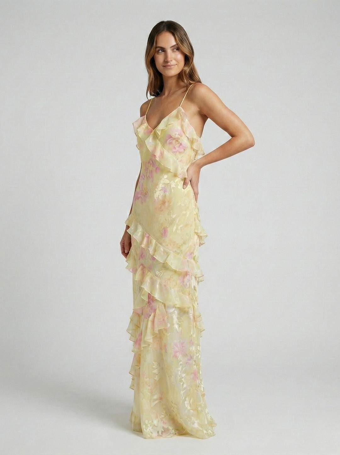 Spaghetti Strap Backless Dress V-Neck Ruffle – Sleeveless Summer
