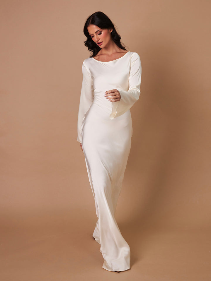 Long Sleeve Maxi Dress – Flowing Silhouette & Flowy Fit