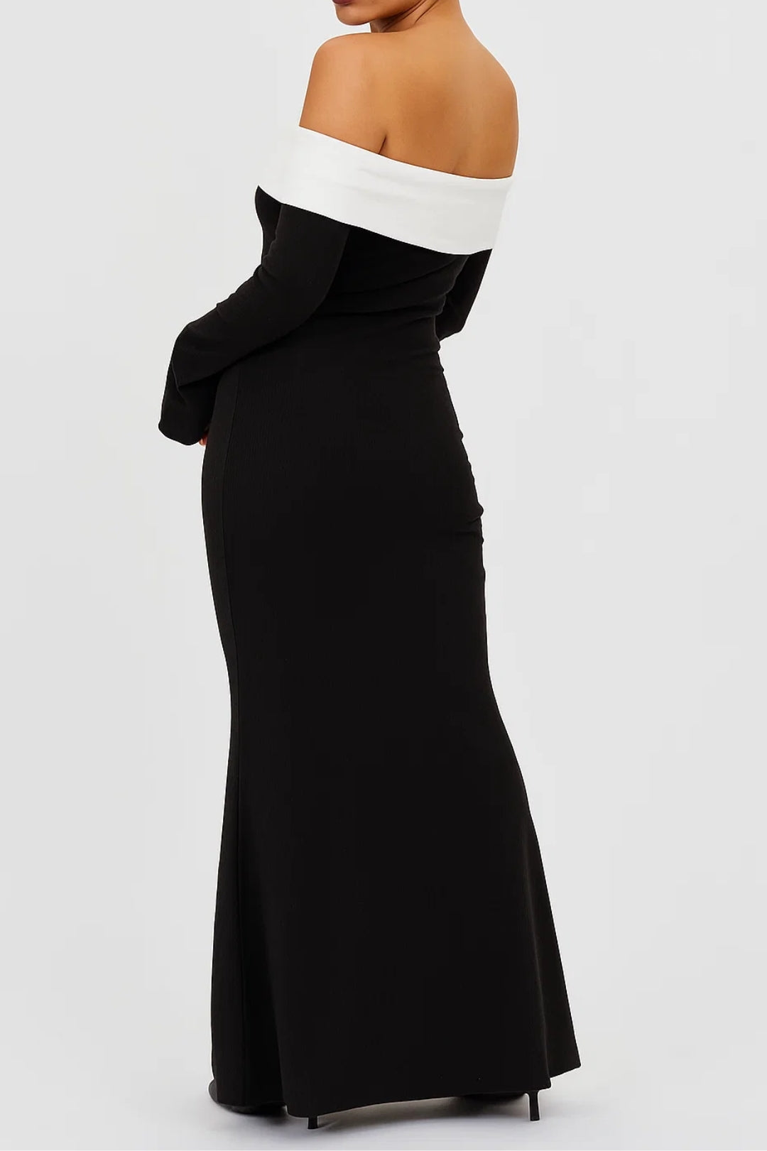 Off Shoulder Maxi Dress – Long Sleeve Fitted Silhouette