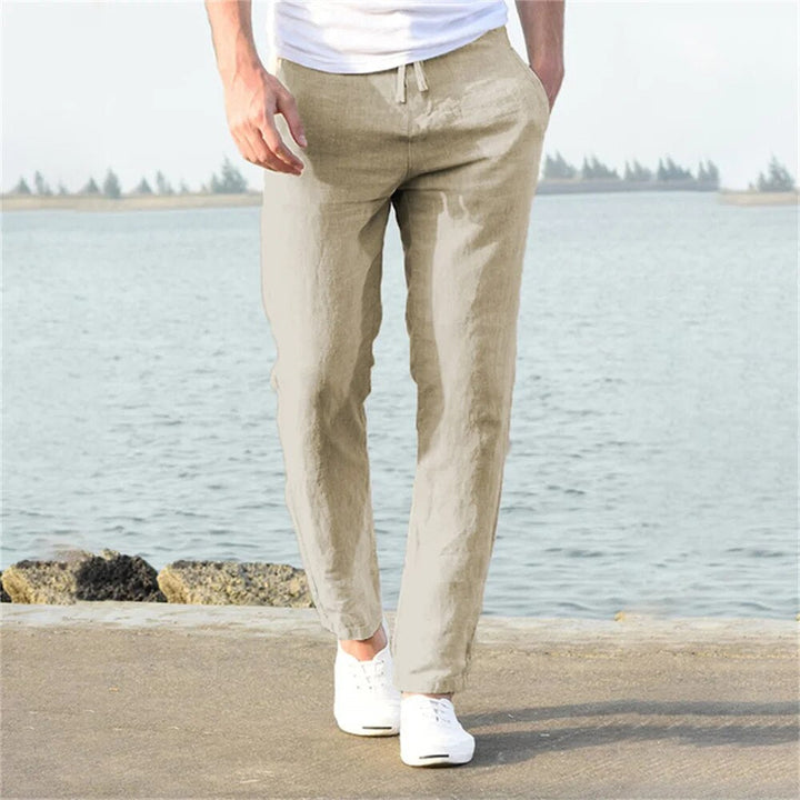 Men's Linen Pants Relaxed Straight-Leg Trousers – Breathable Natural