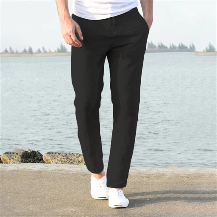 Men's Linen Pants Relaxed Straight-Leg Trousers – Breathable Natural