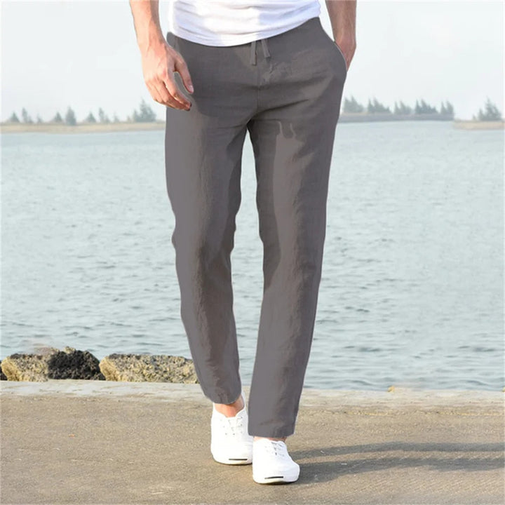 Men's Linen Pants Relaxed Straight-Leg Trousers – Breathable Natural