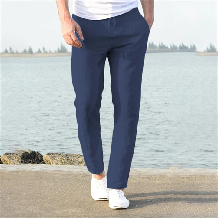 Men's Linen Pants Relaxed Straight-Leg Trousers – Breathable Natural