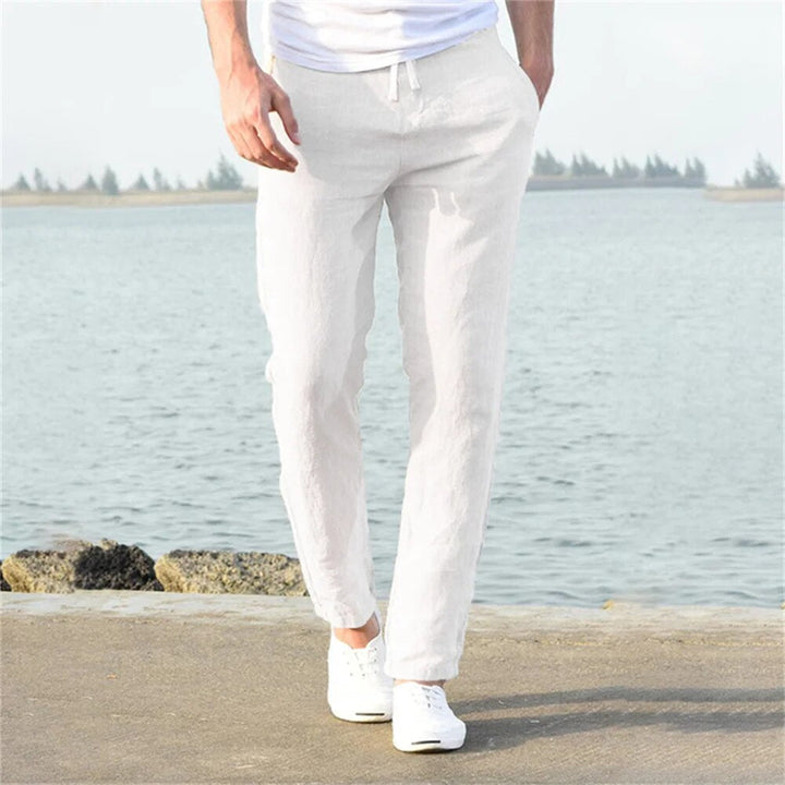 Men's Linen Pants Relaxed Straight-Leg Trousers – Breathable Natural