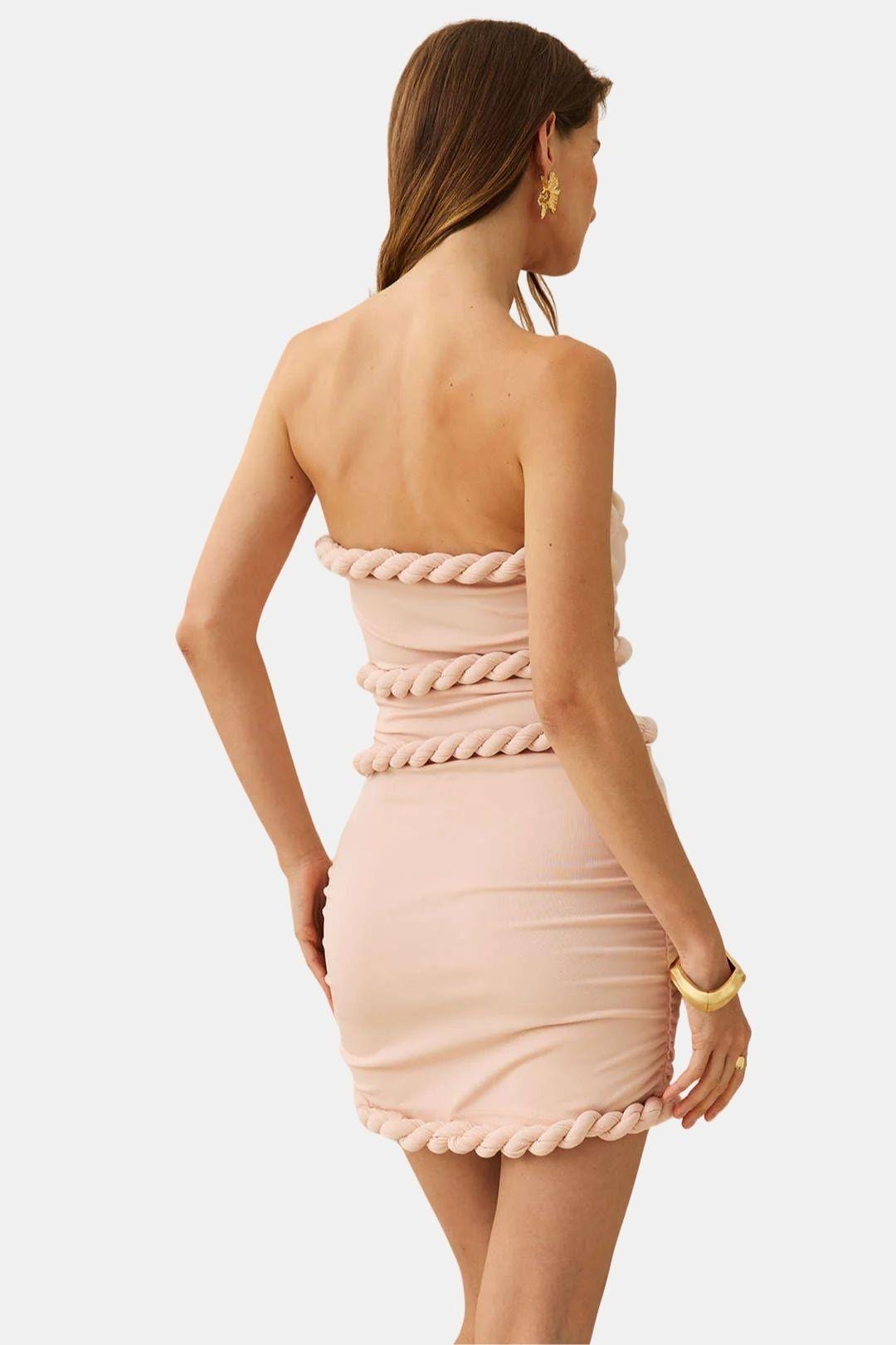 Bodycon Strapless Mini Dress – Twist-Front Ruched Silhouette