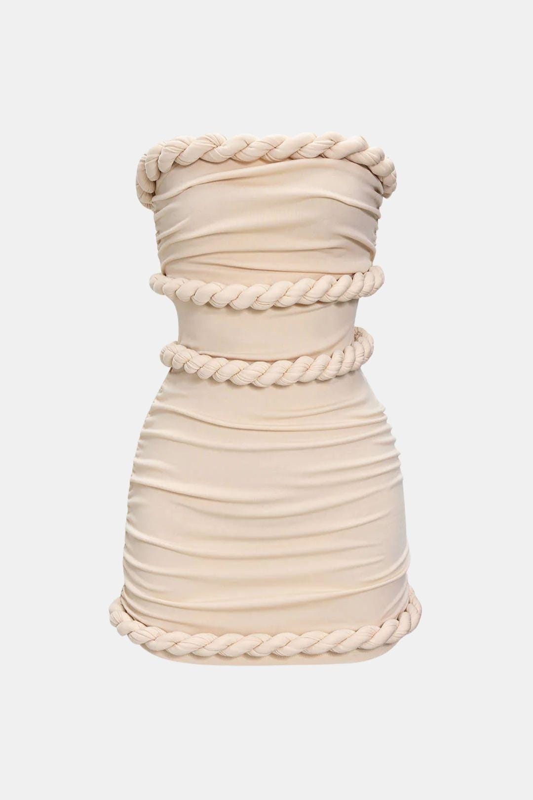 Bodycon Strapless Mini Dress – Twist-Front Ruched Silhouette