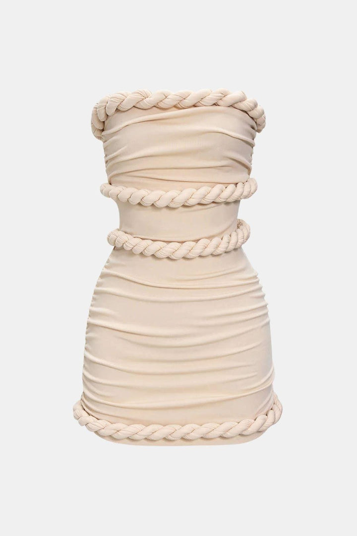 Bodycon Strapless Mini Dress – Twist-Front Ruched Silhouette