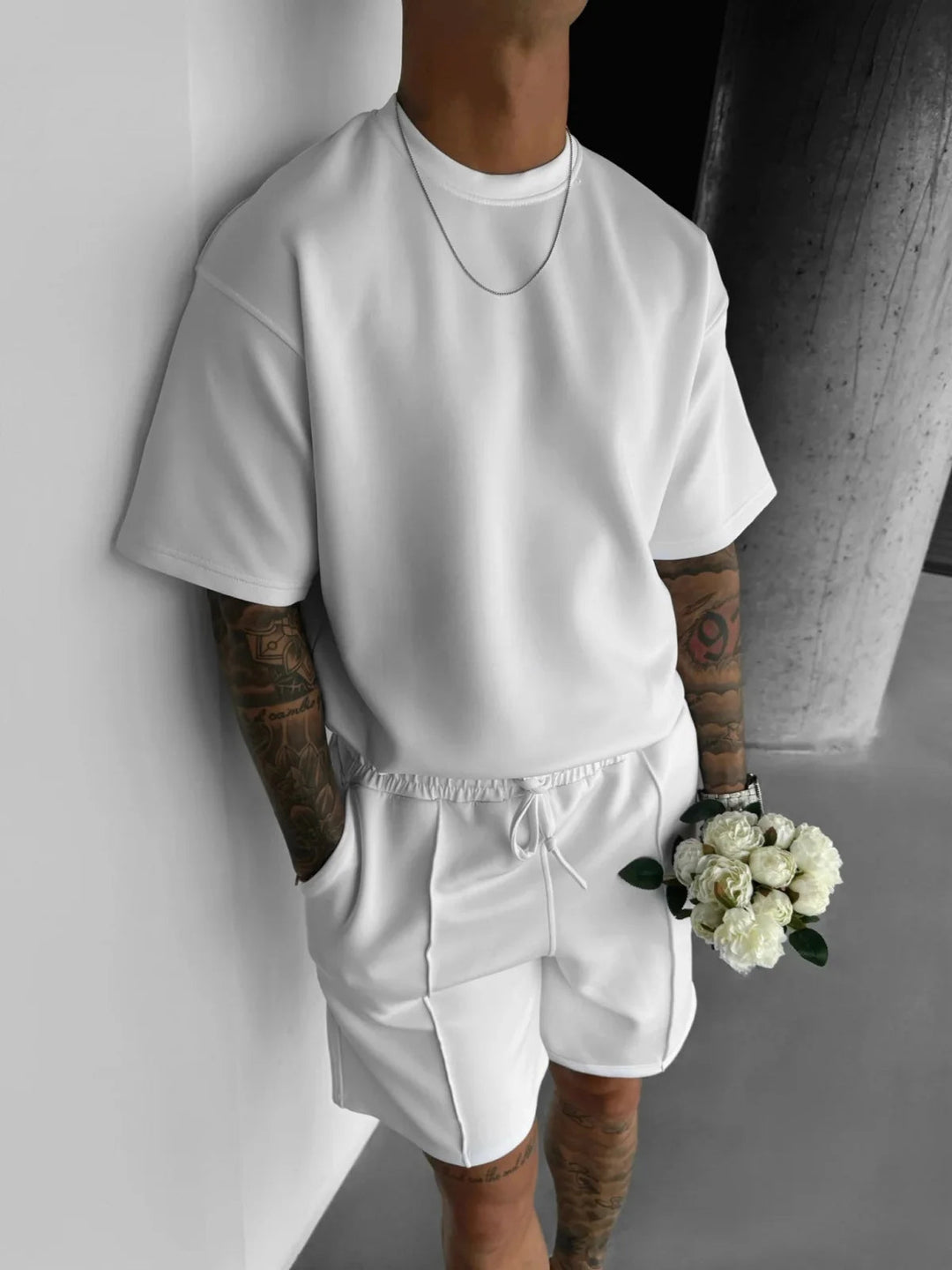 Men's Oversized Lounge Set – Short Sleeve Top & Drawstring Shorts