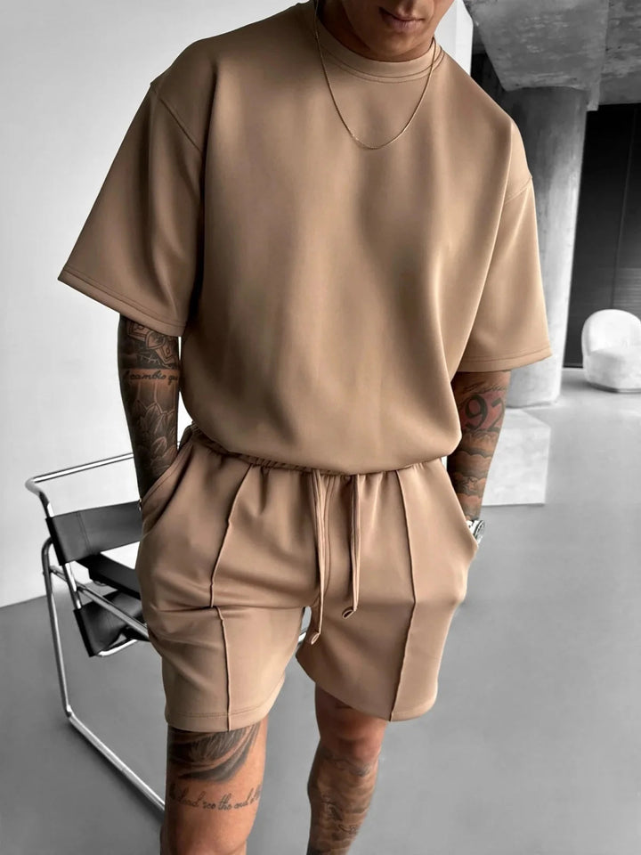 Men's Oversized Lounge Set – Short Sleeve Top & Drawstring Shorts
