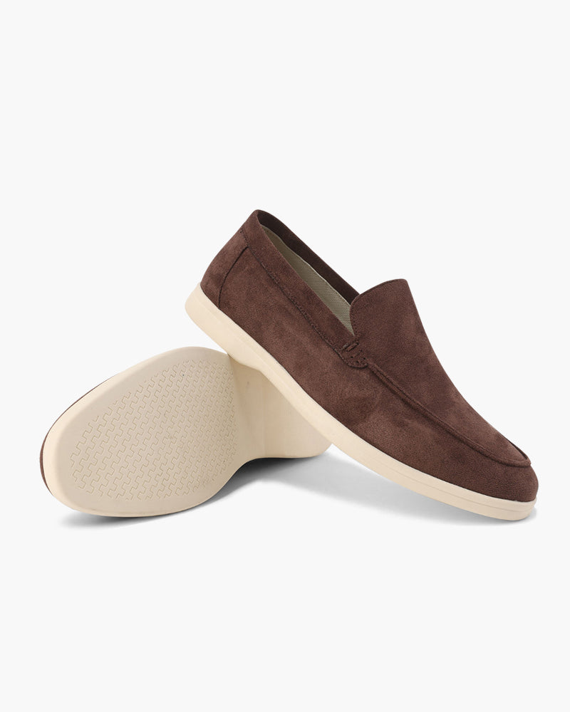 Men's Suede Loafers – Slip-On with Detailed Stitching