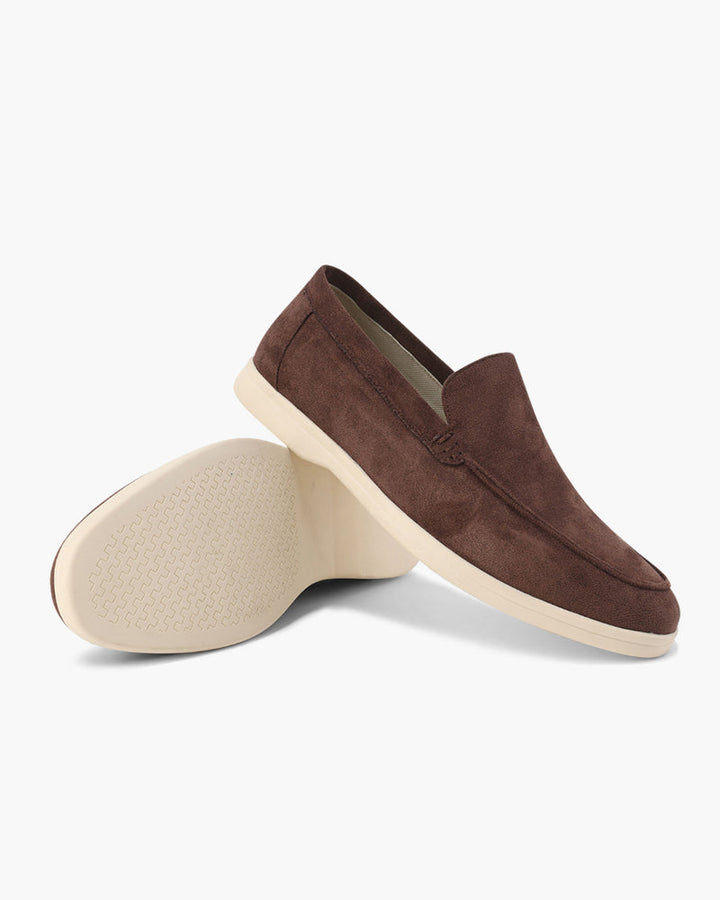 Men's Suede Loafers – Slip-On with Detailed Stitching
