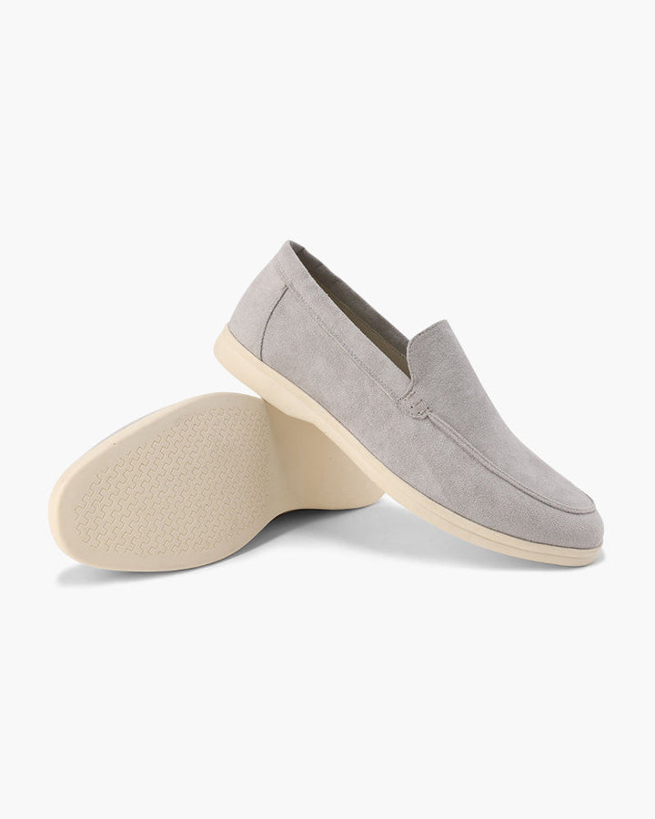 Men's Suede Loafers – Slip-On with Detailed Stitching
