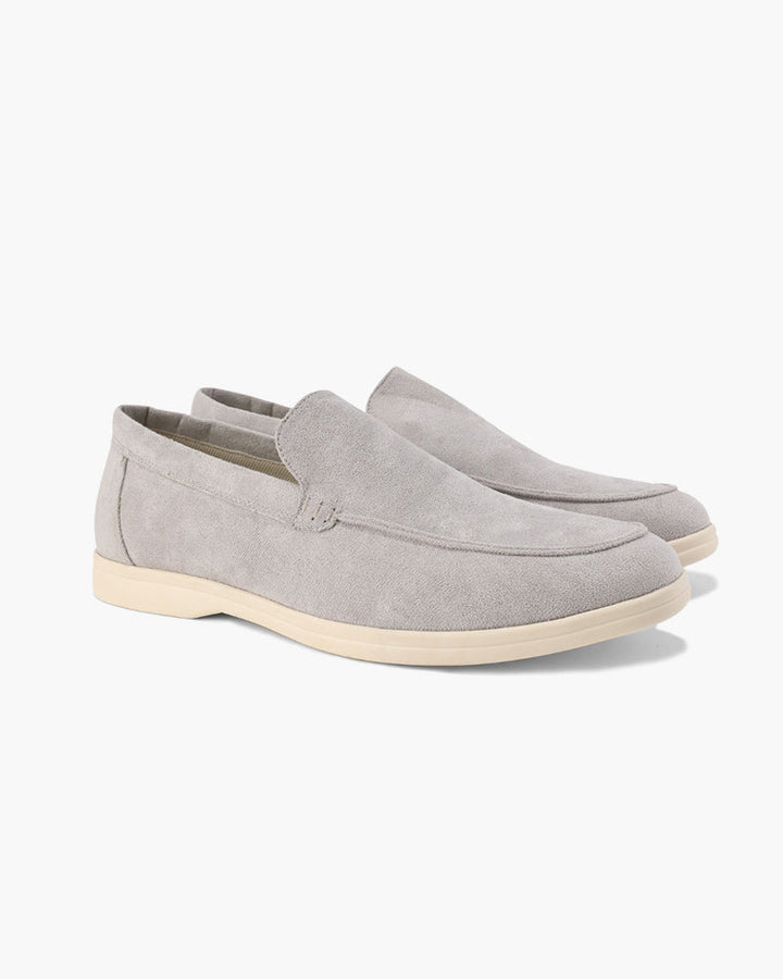 Men's Suede Loafers – Slip-On with Detailed Stitching