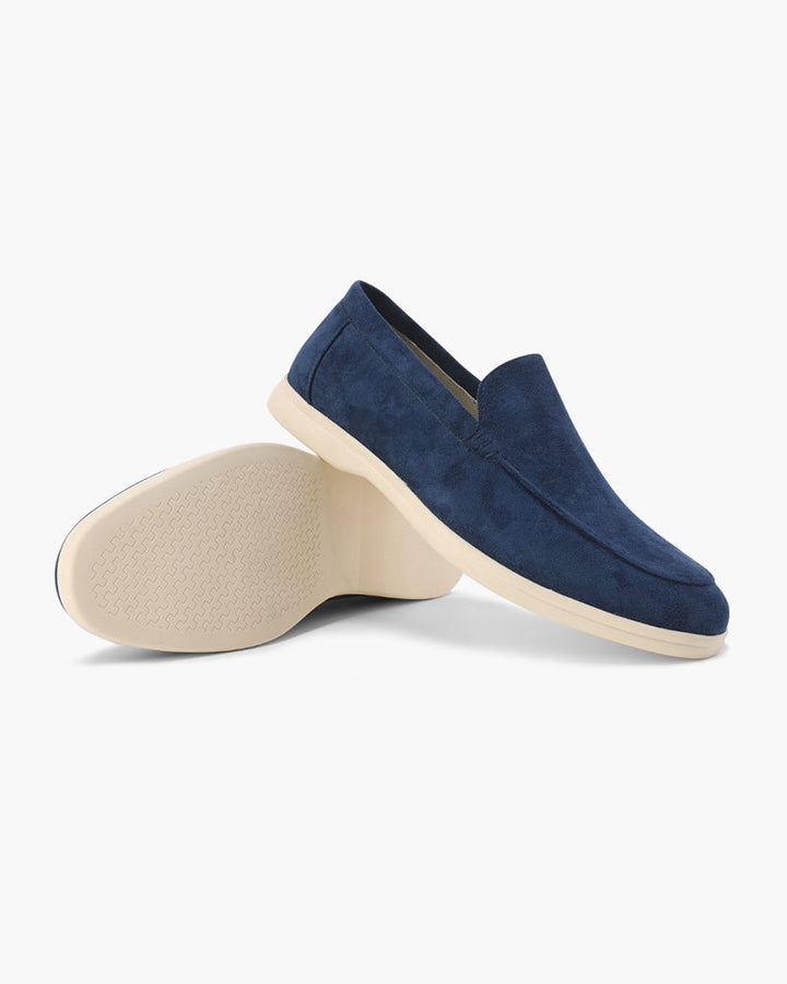 Men's Suede Loafers – Slip-On with Detailed Stitching
