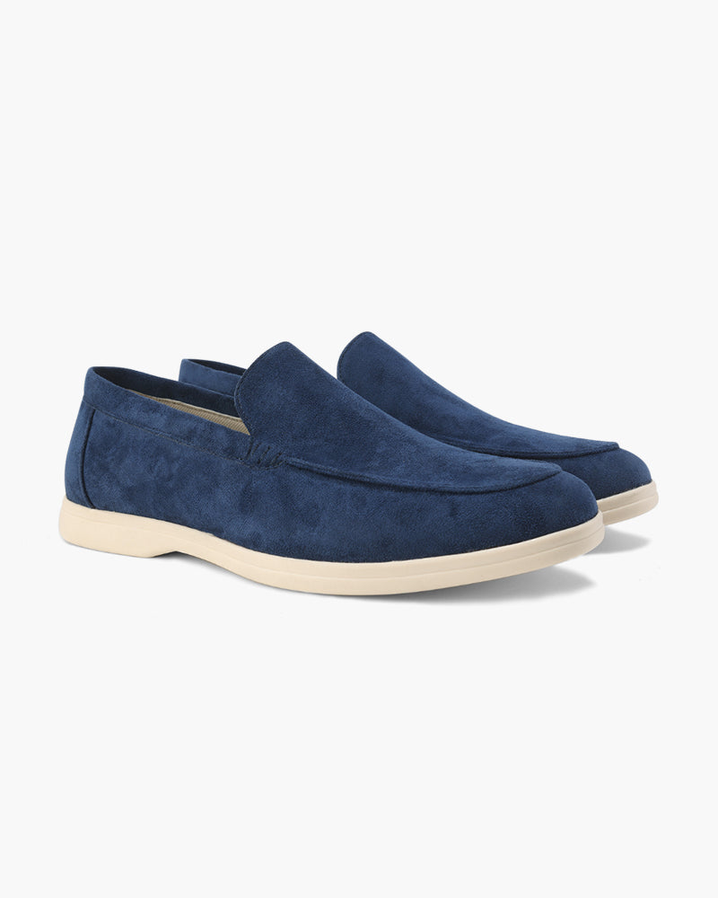 Men's Suede Loafers – Slip-On with Detailed Stitching