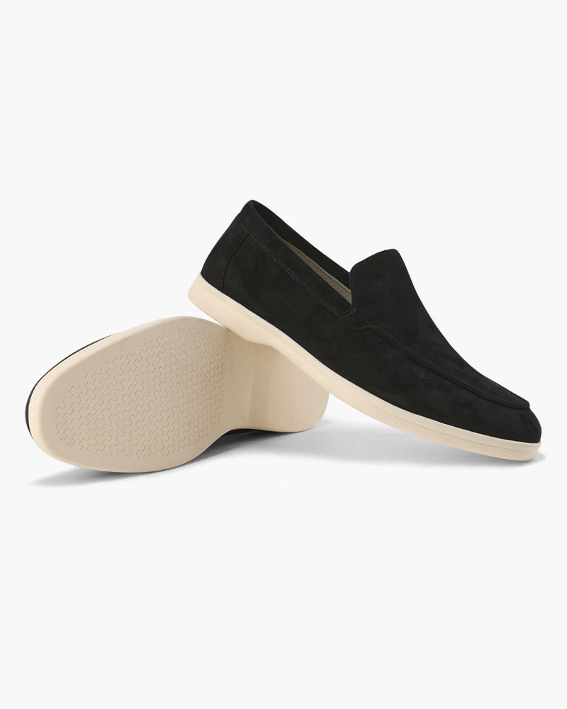 Men's Suede Loafers – Slip-On with Detailed Stitching