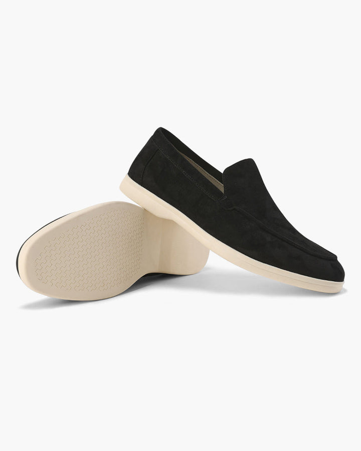 Men's Suede Loafers – Slip-On with Detailed Stitching