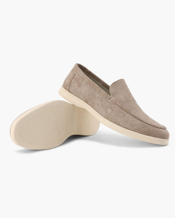 Men's Suede Loafers – Slip-On with Detailed Stitching