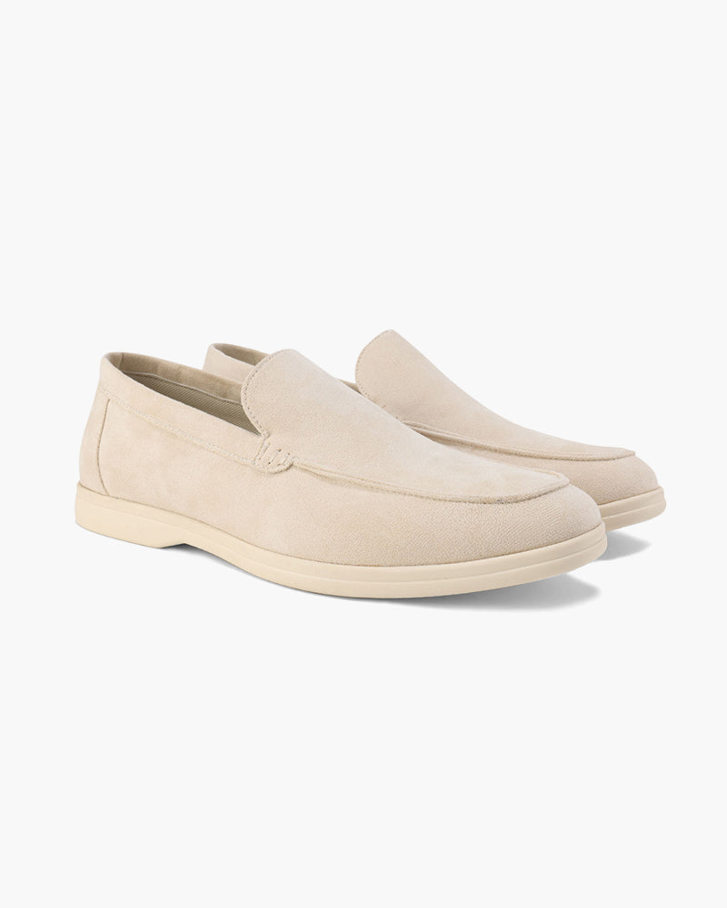 Men's Suede Loafers – Slip-On with Detailed Stitching
