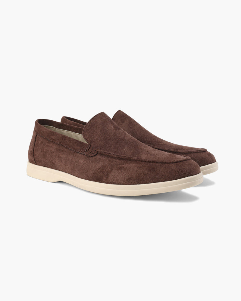 Men's Suede Loafers – Slip-On with Detailed Stitching